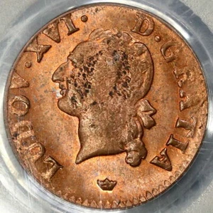 1789-M PCGS MS 63 France Louis XVI Liard Toulouse Mint R/B Coin (21082703C) - Picture 1 of 6