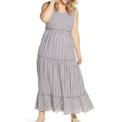 Caslon Carlita Multicolor Striped Tiered Sleeveless Maxi Dress 3X Women’s - image 1 of 4
