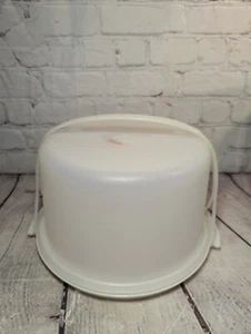 Portapasteles TUPPERWARE 684 Tapa Transparente 683 Base Blanca Con Mango EE. UU. - Imagen 1 de 9