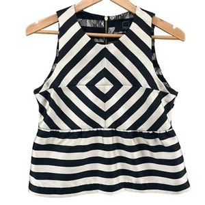 Dolce Vita Lysia Peplum Top Womens Black White Silky Stripes Sleeveless Size S - Picture 1 of 8