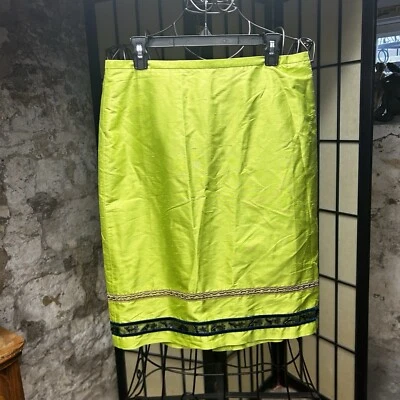 Falda de seda con lentejuelas de encaje verde brillante 'parámetro' Boston Propia vintage nueva con etiquetas: 12 Foto 1 de 4