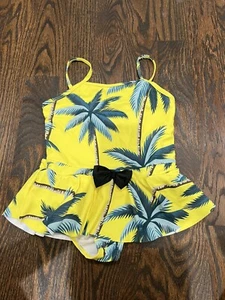 IFFEI Coconut Tree Printed Swimsuits - Girl 8-9y Yellow - Picture 1 of 5
