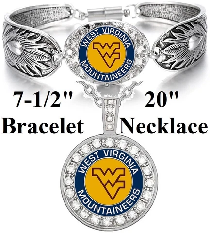 West Virginia Mountaineers Sterling Silver Necklace and Bracelet Gift Set D3D18 Cover