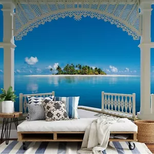 Papel Pintado No Tejido Relajante "Un Día Perfecto" Isla Tropical 384x260cm Balcón - Imagen 1 de 3