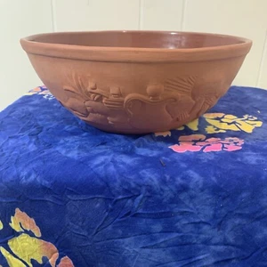 TOFO GOURMET DE TERRACOTA DE ARCILLA SIN ESMALTAR 1980 Tazón grande HECHO EN EE. UU. 10,5 días - Imagen 1 de 5