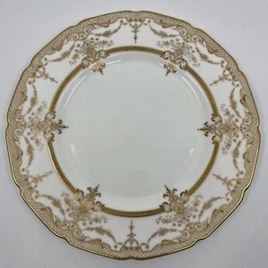 Antique Royal Doulton Porcelain Dinner Plate Raised Gold Swag Scalloped Edge - Picture 1 of 8