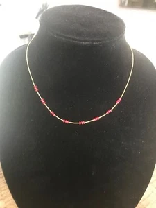 Collana stazione in oro 18 kt e rubini 16" $1500 NUOVA - Foto 1 di 8