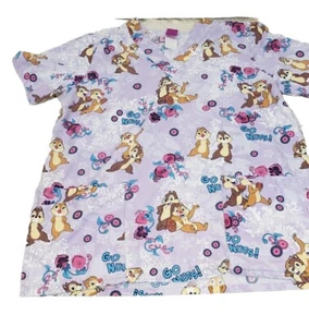 Wunderbares World of Disney Damen Scrub Top Medium Lila Chip Dale Kurzarm - Bild 1 von 9