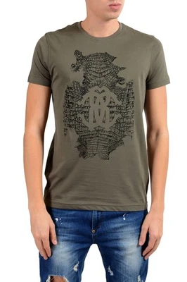 Roberto Cavalli Men's Olive Green Graphic Crewneck T-Shirt Size S M L XL 2XL - Image 1 of 4