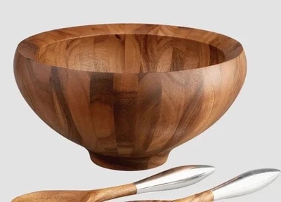 Деревянная салатница Nambe Yaro 13,5 дюйма D x 7 дюймов H (посуда не входит в комплект) - Изображение 1 из 4