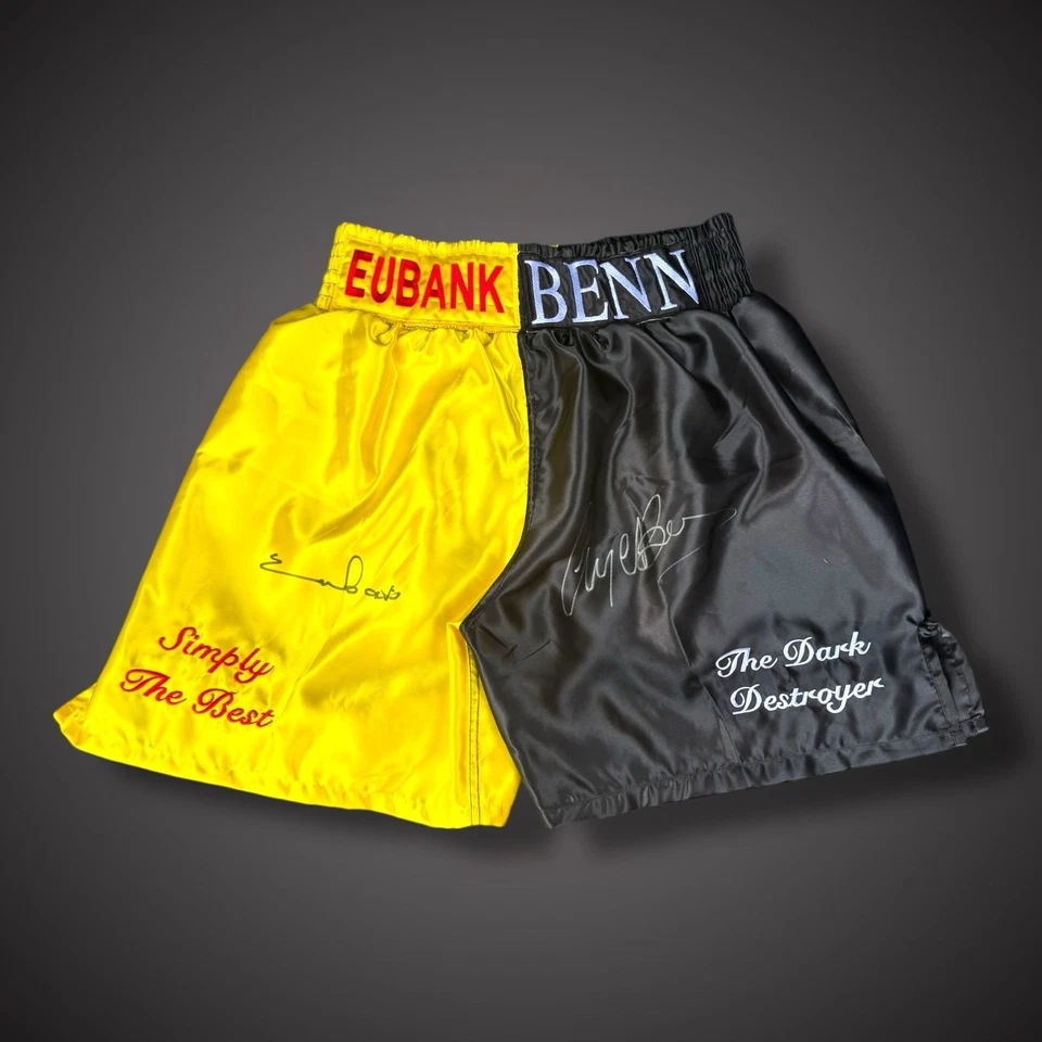 Chris Eubank & Nigel Benn Dual Signed Boxing Shorts £225 - Image 1 of 2