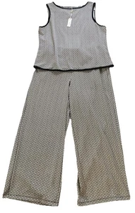 Max Studio Damen zweiteiliges Hosen-Set Gr. M neu schwarz weiß weites Bein Capri 168 $ - Bild 1 von 11