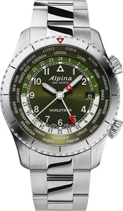 Alpina Startimer Pilot Worldtimer Stainless Swiss Quartz Men AL-255GR4S26B NEW - Picture 1 of 12