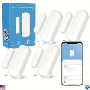 Confezione da 4 Sensori WiFi per Porte e Finestre, Smart Home Automation, Funziona con/Google - Foto 1 di 6