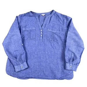Talbots Womens Blue Chambray Top Sz 2X - Picture 1 of 5