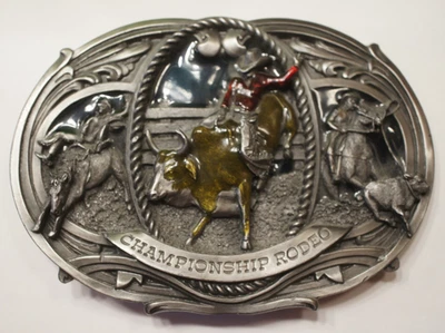 Championship Rodeo Bull Riding Belt Buckle Bergamot Made in USA - Image 1 of 4