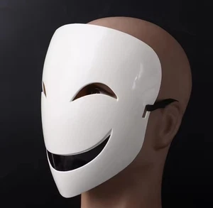 Unisex White & Black Large Smile Mask Anonymous Happy Halloween Plastic Mask - Picture 1 of 6