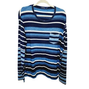 Polo Ralph Lauren Blue Striped Long Sleeve Men's Cotton Shirt Size XL - Picture 1 of 12