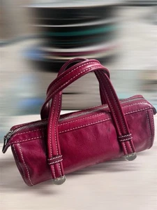 Michael Kors Vintage Classic Barrel Hand Bag Y2K/2000s Cherry Red Leather Purse - Picture 1 of 12