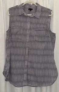 Talbots XL Sleeveless Collar Button Blouse Light Purple Black - Picture 1 of 9