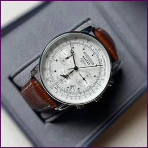 Reloj de pulsera para hombre acero inoxidable moda correa de cuero relojes informales - Imagen 1 de 31