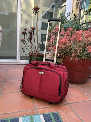 Vintage Ricardo Beverly Hills Santa Cruz Red Luggage Wheeled Tote Travel 17x13x8 - Image 1 of 4