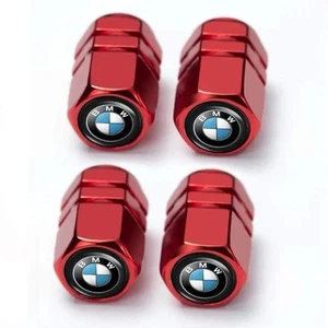 BMW Logo 4 Pcs Tire Valve Stem Caps - Universal Fit - RED - Picture 1 of 4