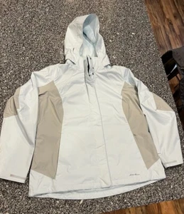 Chaqueta con Capucha EDDIE BAUER WEATHER EDGE Gris Claro Impermeable Talla XL - Imagen 1 de 6