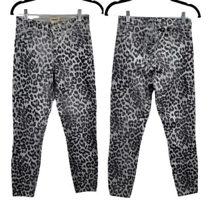 L'AGENCE Jeans Margot Coated Silver Leopard Print Metallic Rocker Silver Sz 27 - Imagen 1 de 11