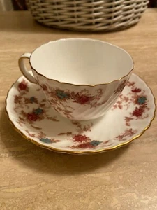 MINTON S-376 ANCESTRAL BONE CHINA CUP&SAUCER FLORAL ENAMELED PATTERN ENGLAND Mom - Picture 1 of 6