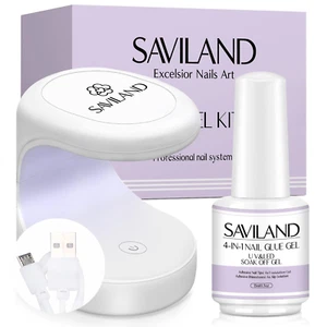 Gel Nail Glue with Lamp: 15 ML U V Nail Glue Gel DUO for Nails Tips and U V Ligh - Picture 1 of 6