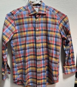 David Donahue Multicolored Long Sleeve Cotton Button Down Shirt Size Medium - Picture 1 of 4