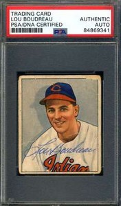 Lou Boudreau PSA DNA Signed 1950 Bowman Autograph
