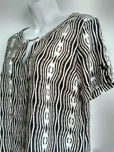 Damen Worthington Shirt Schwarz Kurzarm Animal Print Bluse COD46 - Bild 1 von 13