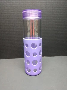 Botella de agua de vidrio de 22 oz con tapa y funda de silicona (púrpura) - Imagen 1 de 6
