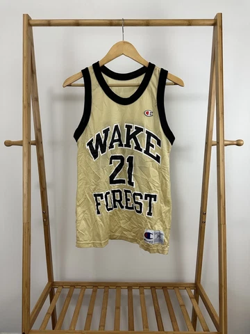 VTG Tim Duncan #21 Wake Forest University Demon Deacons Champion Gold Jersey 36 Cover
