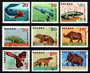 Prähistorische Tiere. Satz von Briefmarken von Polen 1966. Mi 1655 -1663. Gestem - Bild 1 von 1