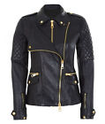 Women Leather Jacket Black Biker Moto Pure Lambskin Size S M L Xl Xxl Custom Fit