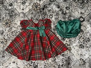 EUC Baby Girl Beautiful  Holiday 2 Pc Dress Size 24m Red Green