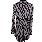 Ex Topshop Ladies Burgundy Black Mix Long Sleeves Zebra Animal Print Playsuit