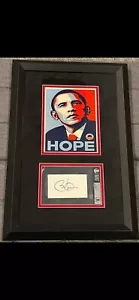 Barack Obama signed Autogrammkarte BAS Beckett Zertifikat Platte Präsident gerahmt - Bild 1 von 3