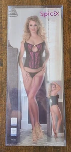 SPICEX 2 Pc. Boned Corset Lace Push Up Bodysuit Shapewear Lingerie, L/XL #90742 - Picture 1 of 4
