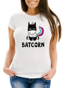 Damen T-Shirt Batcorn Einhorn Unicorn Slim Fit Moonworks® - Bild 1 von 4