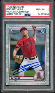 REID DETMERS 2020 Bowman Chrome 1st Refractor Rookie RC Card GEM MT PSA 10 AUTO - Picture 1 of 2