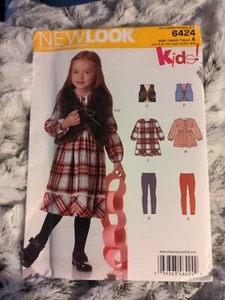 New Look 6424 Girls' Dress, Vest, Top and Knit Leggings Sewing Patterns -... - Picture 1 of 2