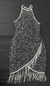Exclusive Vintage Lillie Rubin Silver Beaded Silk Dress Style Flapper Jazz -2 - Picture 1 of 12