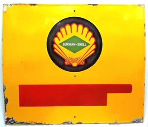 BURMAH SHELL OIL ADVERTISE SIGN PORCELAIN ENAMEL VINTAGE COLLECTIBLES GASOLINE  - Picture 1 of 4