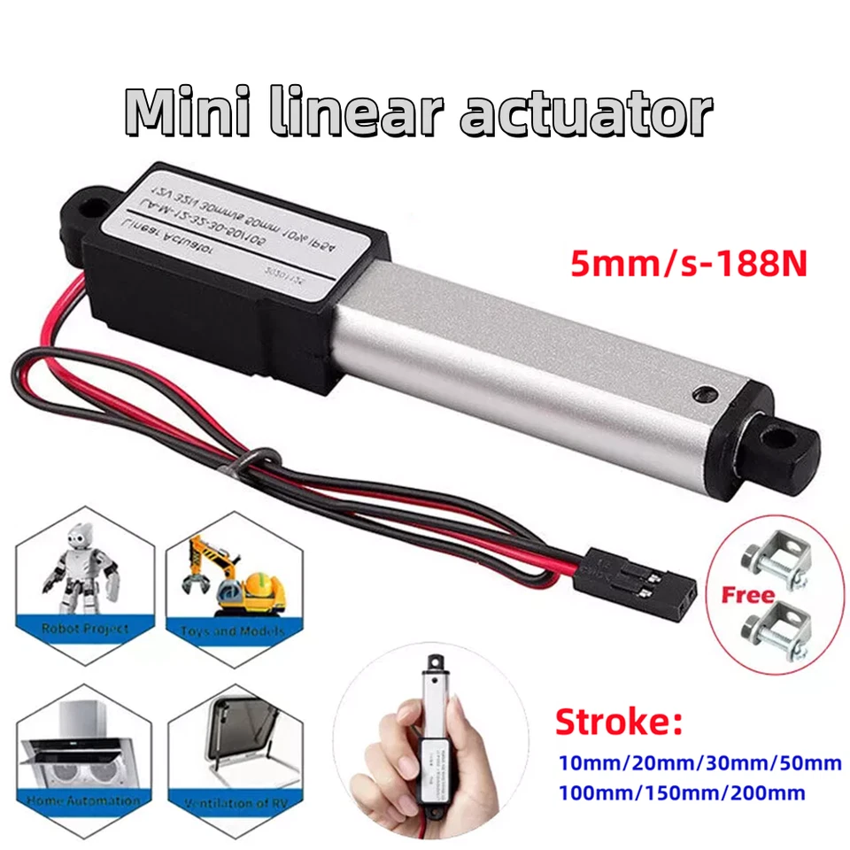 DC12V Electric Mini Linear Actuator 0.4" 0.8" 1.2" 2" 4" 6" 8" Fast 5mm/s-188N - Image 1 of 4
