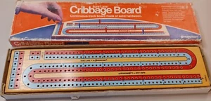 Vintage Pressman Surelane Wood Cribbage Board #1010 Storage 6 Pegs Instructions - Picture 1 of 5