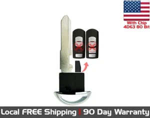 1x New Replacement Key Fob Remote Uncut Insert Blade For Select Mazda 4D63 80Bit - Picture 1 of 9
